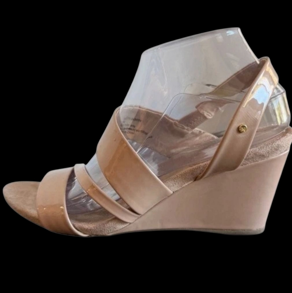 🪻BOGO🪻 Jones New York "Betty" Faux‎ Patent Leather Wedge Sandals Size 9 M